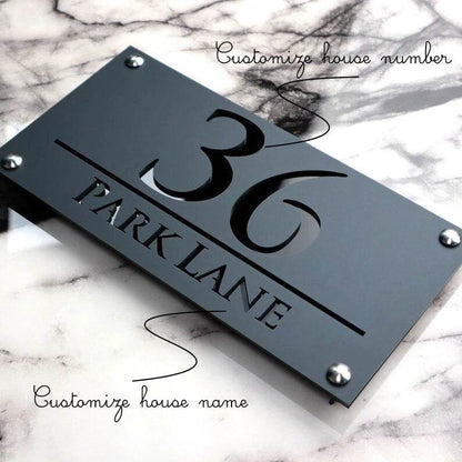 Matte Gray & Black Laser Cut House Number | GN013 - GloriousGifts.Pk | Pakistan's 1 Office & Home Decoration Brand