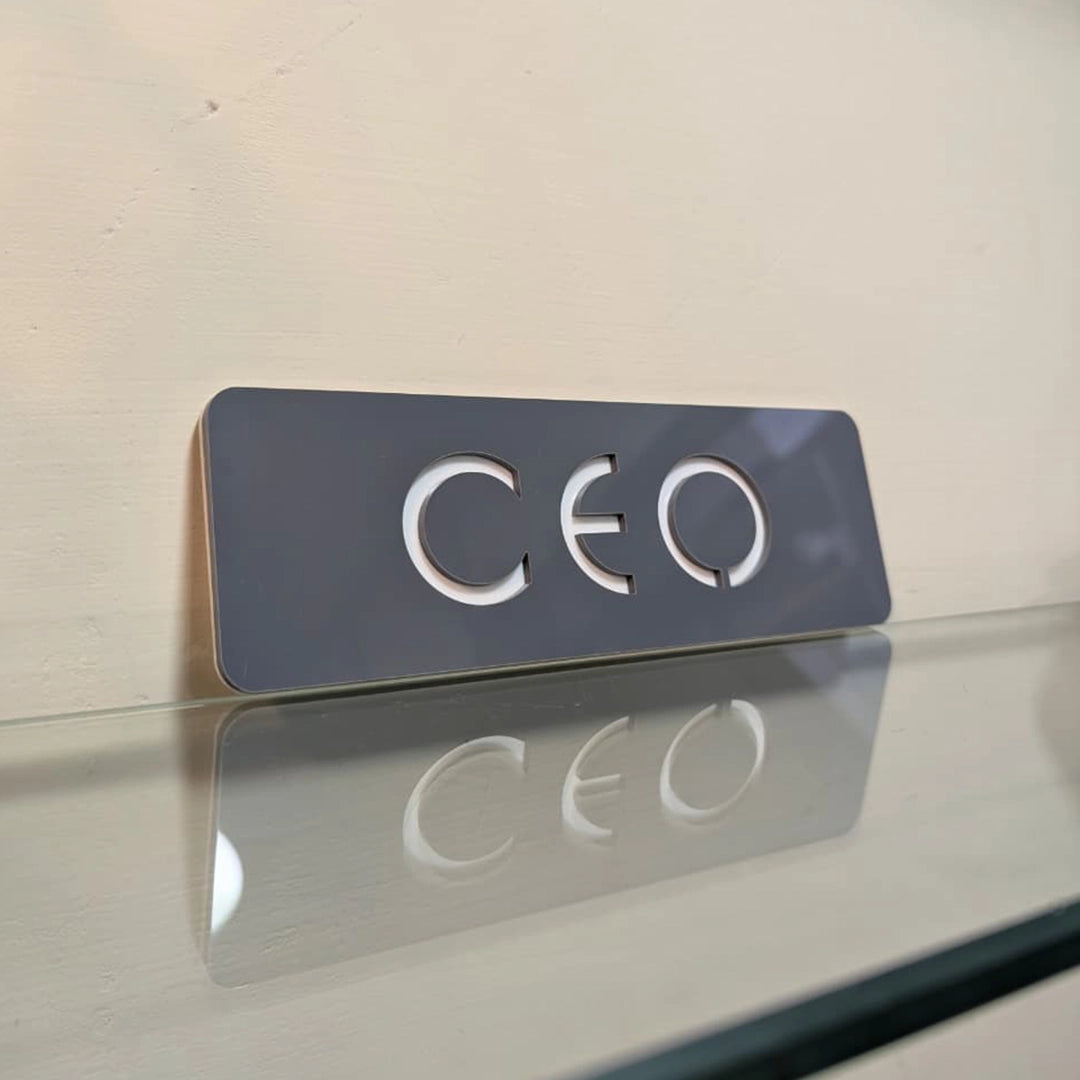 Premium Milky White & Shiny Gray Custom Door Name Plate GD017