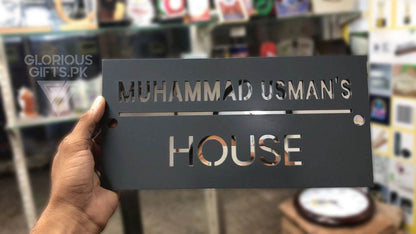 Matte Black & Silver Mirror Name Plate | GN008 - GloriousGifts.Pk | Pakistan's 1 Office & Home Decoration Brand