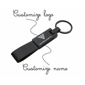 Custom Engraved Leather & Metal Keychain | GX006