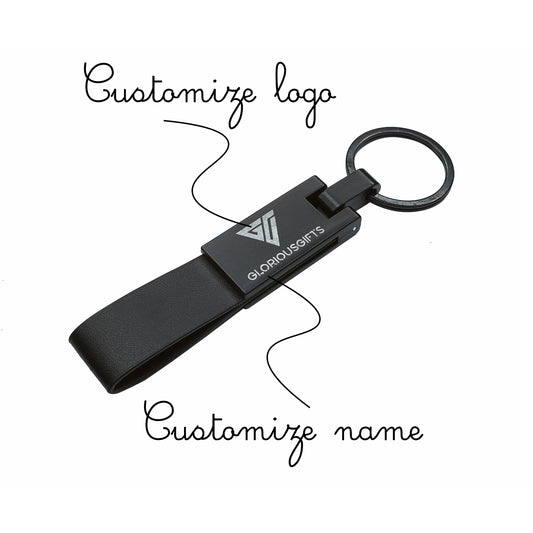 Custom Engraved Leather & Metal Keychain | GX006
