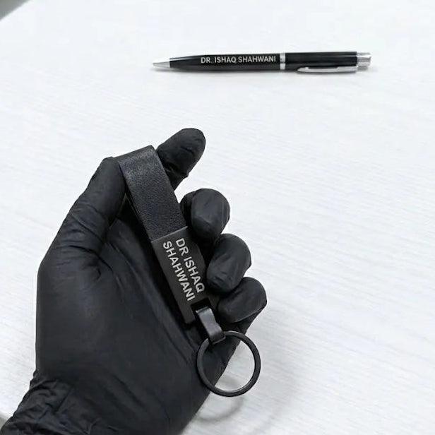 Personalized Leather Wallet & Keychain Set |GD104