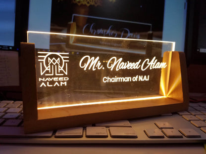 Custom Office Desk Plate with LED Light | GT008 - GloriousGifts.Pk | Pakistan's 1 Office & Home Decoration Brand