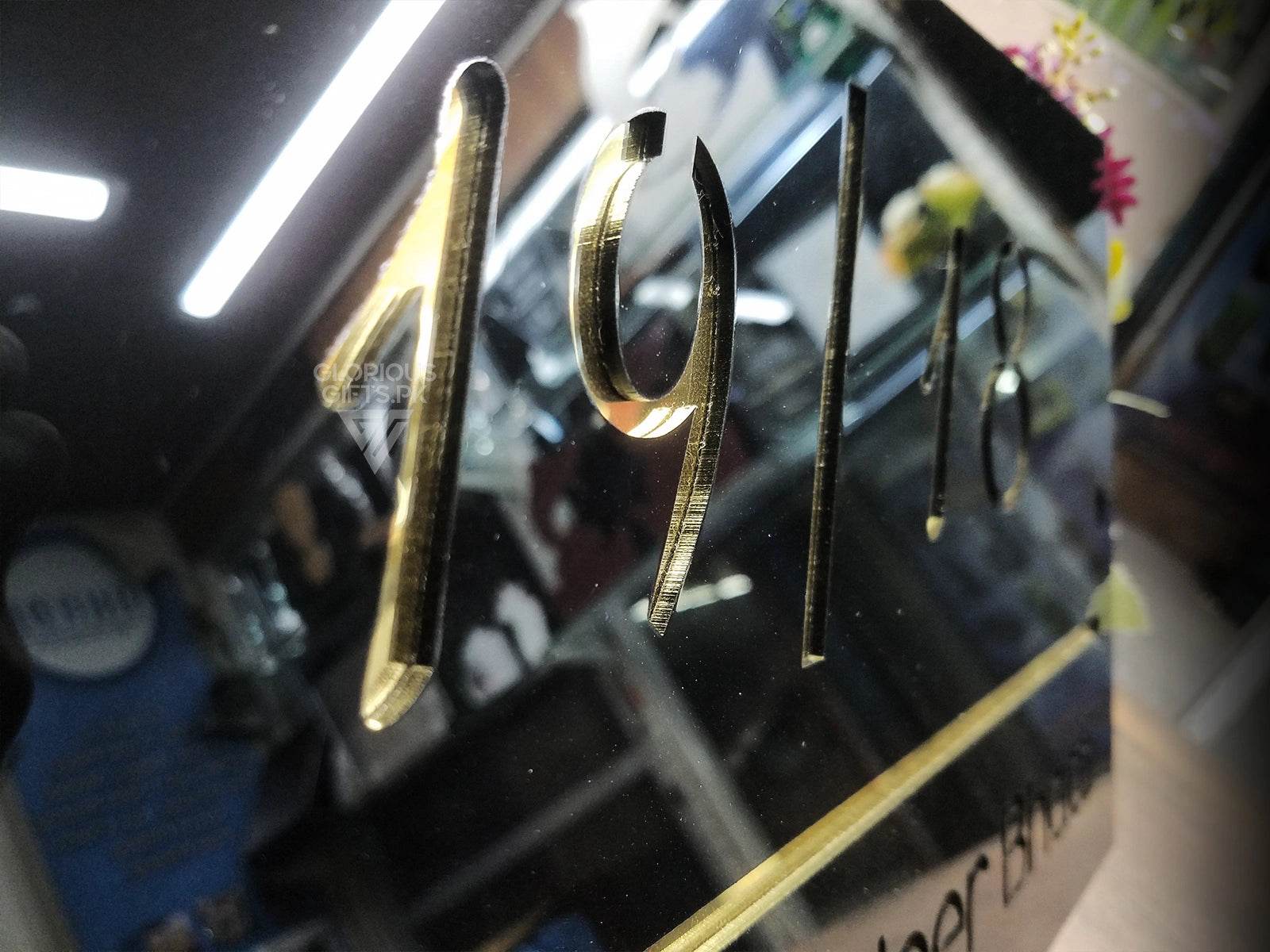 Matte Black & Silver Mirror Name Plate | GN008 - GloriousGifts.Pk | Pakistan's 1 Office & Home Decoration Brand