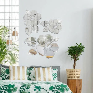 Rose Flower Leaves Silver Mirror Acrylic GW002