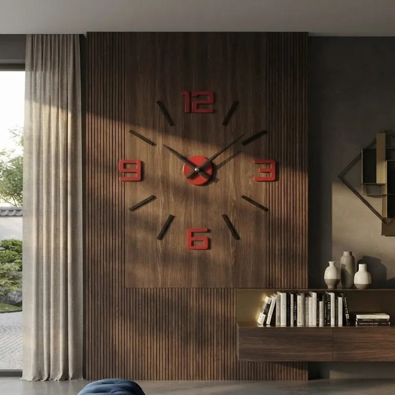Large Black & Mirror Wall Clock Silver Accents | GC020 - GloriousGifts.Pk | Pakistan's 1 Office & Home Decoration Brand