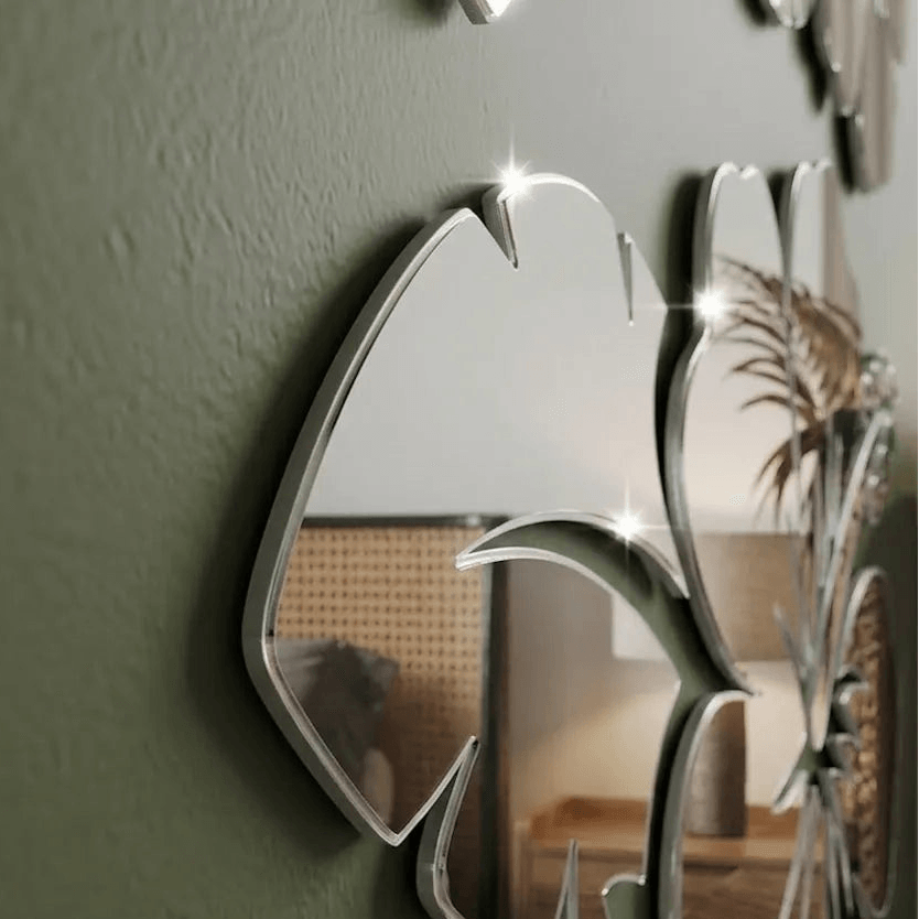 Rose Flower Leaves Silver Mirror Acrylic GW002 - GloriousGifts.Pk | Pakistan's 1 Office & Home Decoration Brand