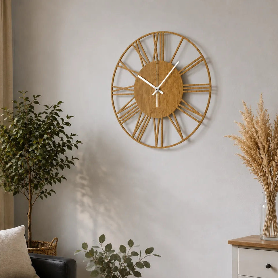 Roman Wooden Wall Clock  Minimalist Design | GC015 - GloriousGifts.Pk | Pakistan's 1 Office & Home Decoration Brand