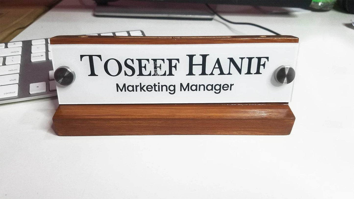 Bronze Desk Name Plate with Card Pen Holder | GT001 - GloriousGifts.Pk | Pakistan's 1 Office & Home Decoration Brand