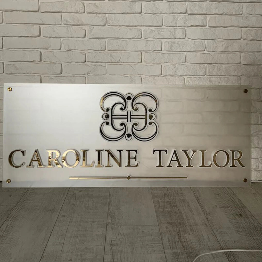 Illuminated 3D Acrylic Salon Sign Custom Logo | GS012