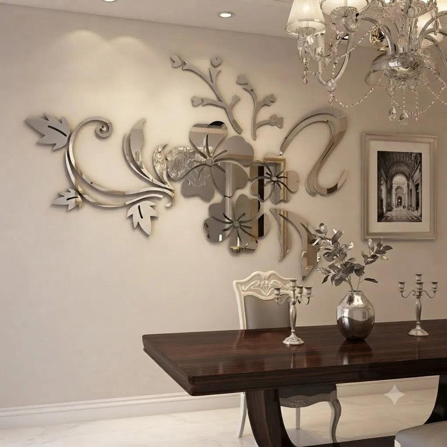 3D Mirror Flower Wall Sticker Stylish Home Décor | GW001