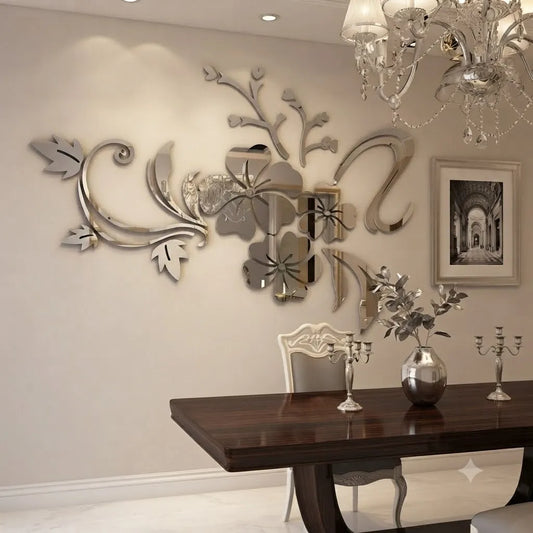 3D Mirror Flower Wall Sticker Stylish Home Décor | GW001