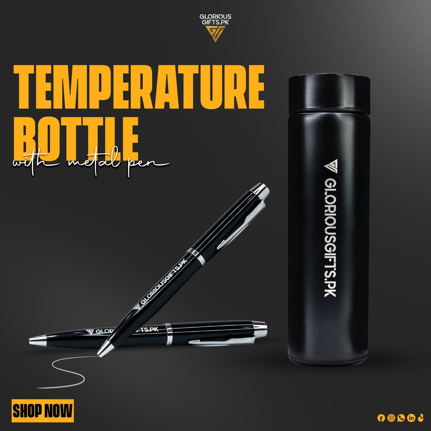Personalized Metal Pen Temperature Bottle GD103