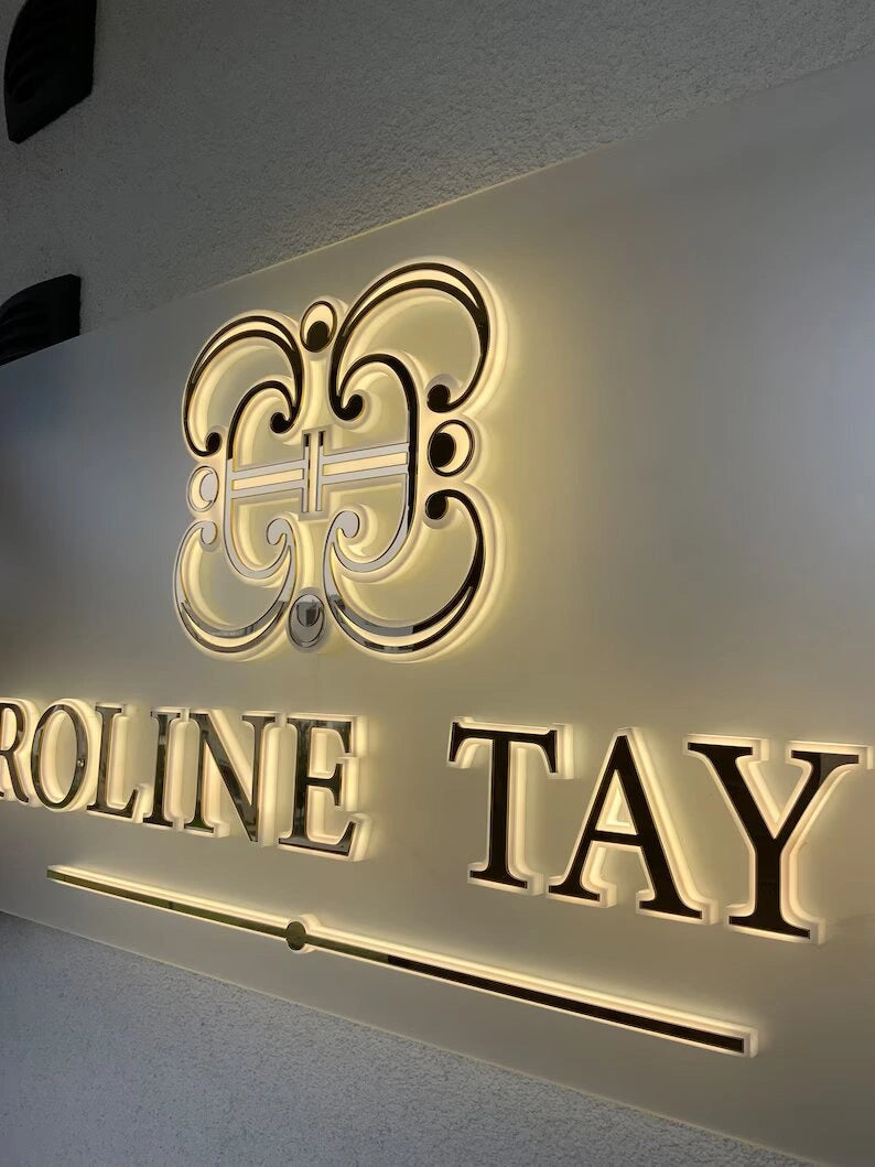 Illuminated 3D Acrylic Salon Sign Custom Logo | GS012