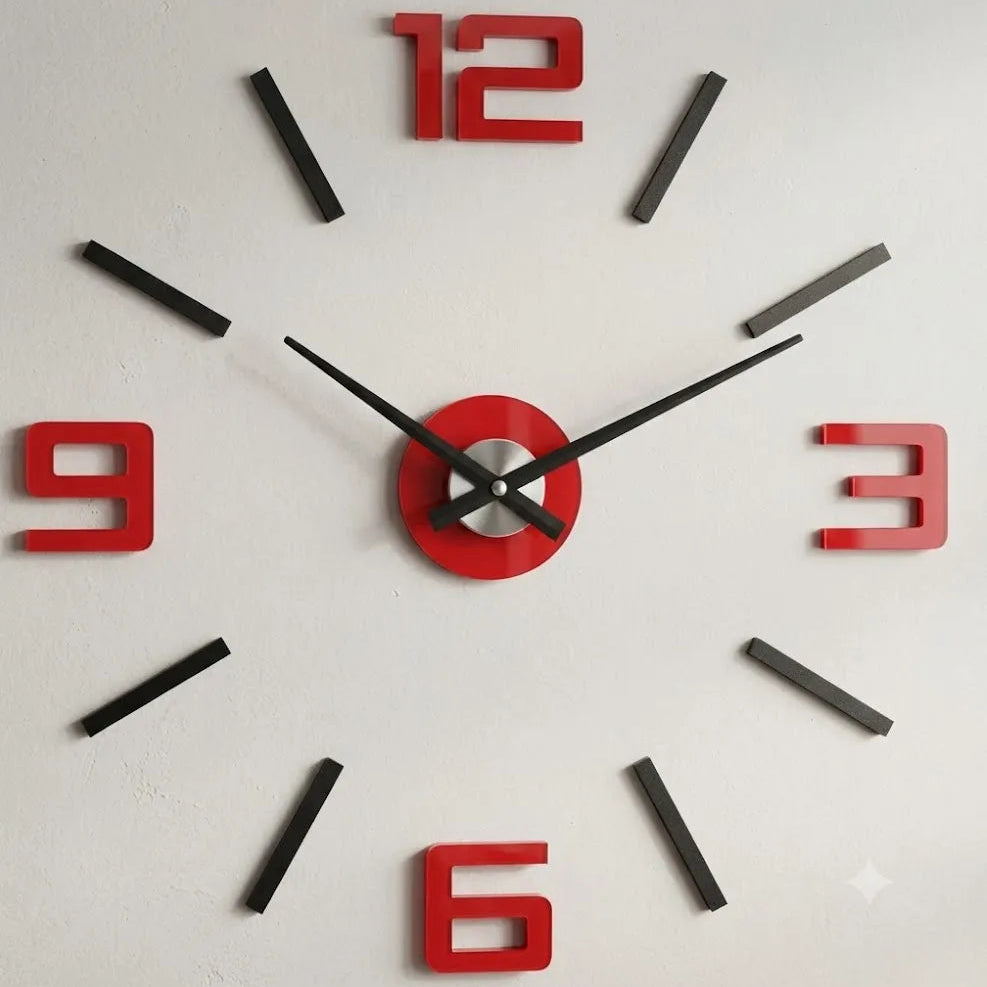 Large Black & Mirror Wall Clock Silver Accents | GC020 - GloriousGifts.Pk | Pakistan's 1 Office & Home Decoration Brand