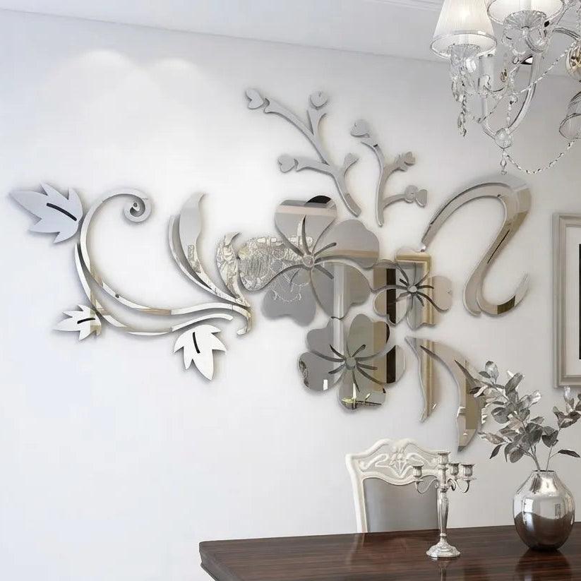 3D Mirror Flower Wall Sticker Stylish Home Décor | GW001