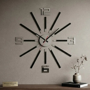 Large Silver & Black Mirror Clock  Unique Gift | GC001