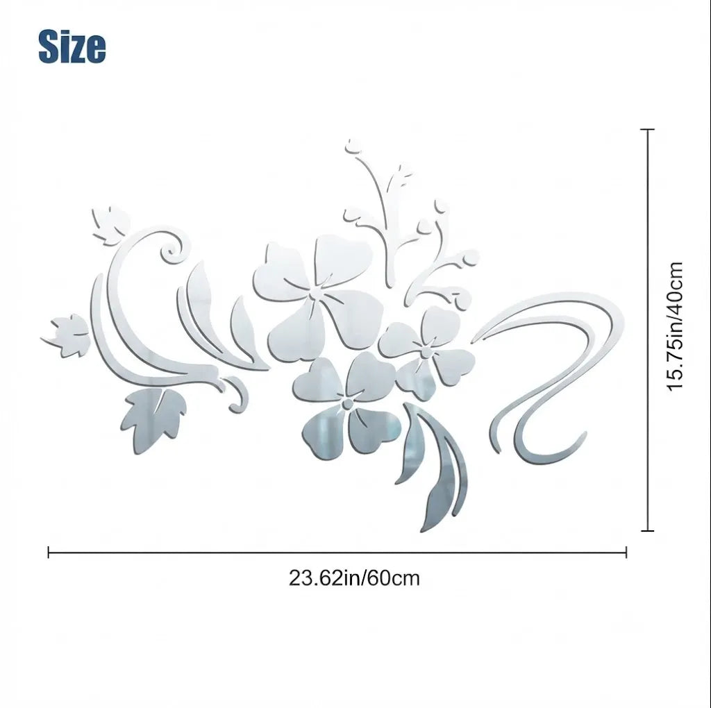 3D Mirror Flower Wall Sticker Stylish Home Décor | GW001 - GloriousGifts.Pk | Pakistan's 1 Office & Home Decoration Brand