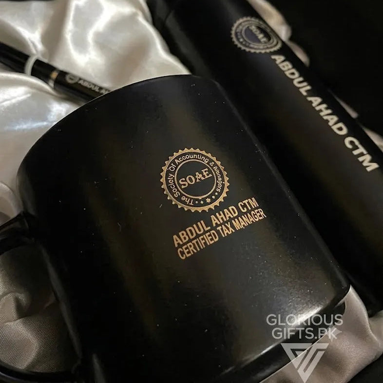 Personalized Engraved Bottle, Tea Mug, Ball Pen Git Set GD102 - GloriousGifts.Pk | Pakistan's 1 Office & Home Decoration Brand