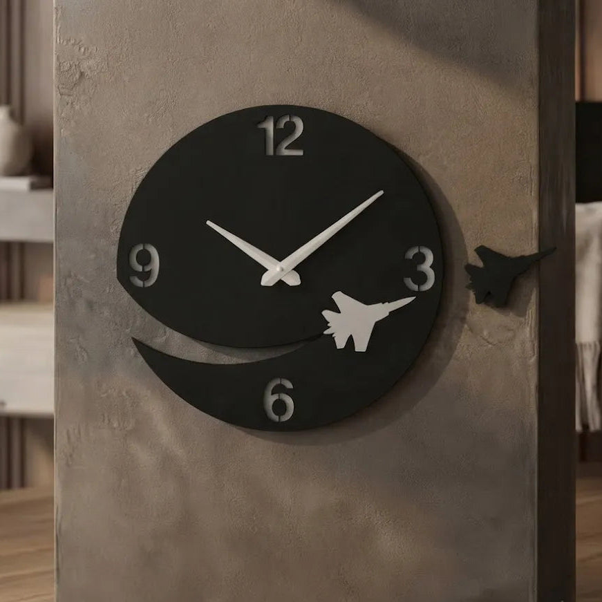 Airplane Round Wooden Clock  for Living Room | GC004 - GloriousGifts.Pk | Pakistan's 1 Office & Home Decoration Brand