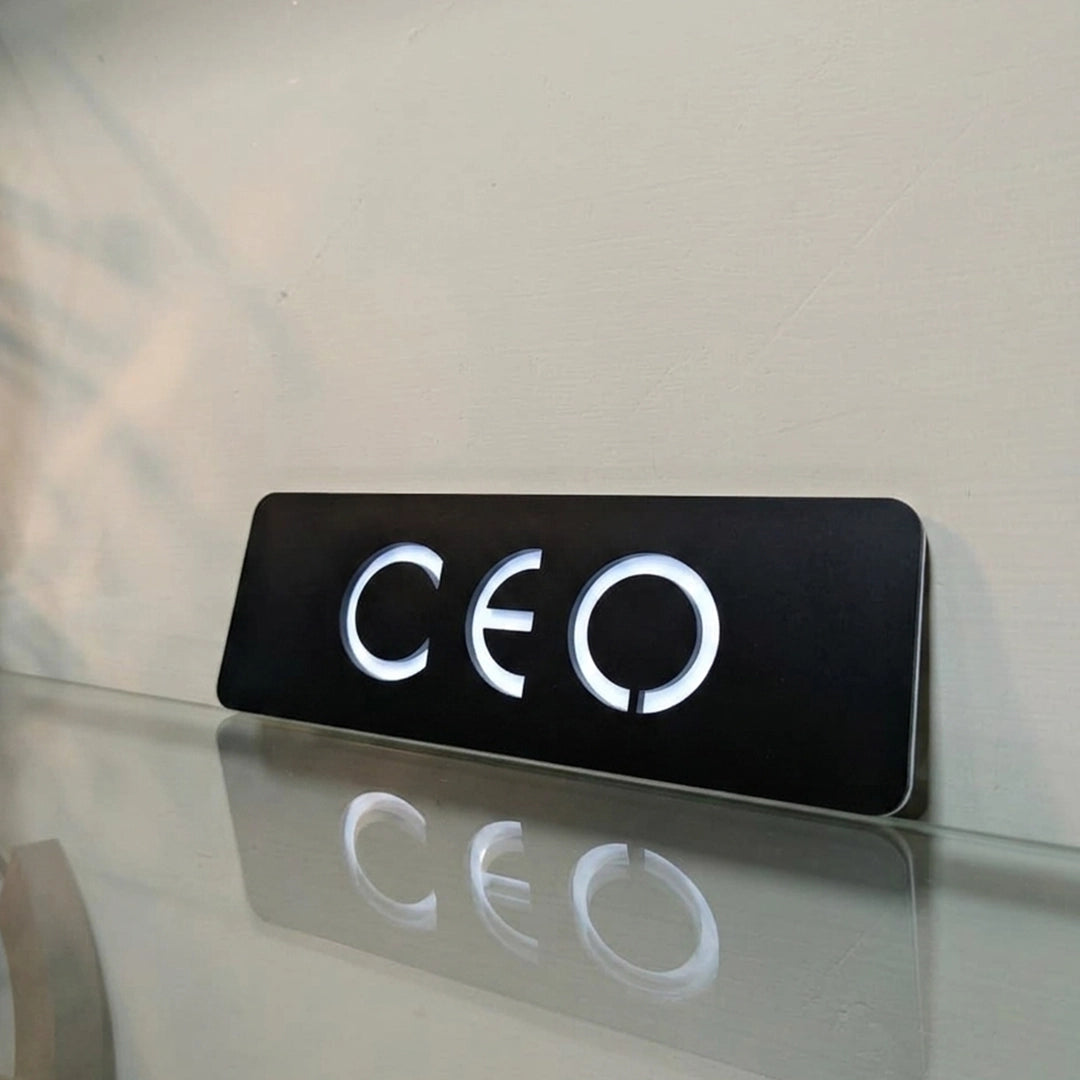 Premium Milky White & Shiny Gray Custom Door Name Plate GD017