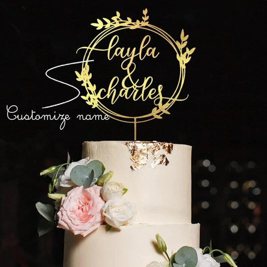 Personalized Golden Wedding Cake Topper  Names Gift |GG001