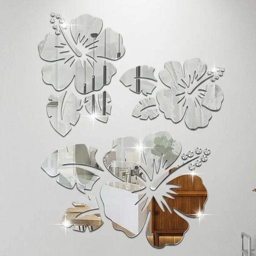 Rose Flower Leaves Silver Mirror Acrylic GW002 - GloriousGifts.Pk | Pakistan's 1 Office & Home Decoration Brand