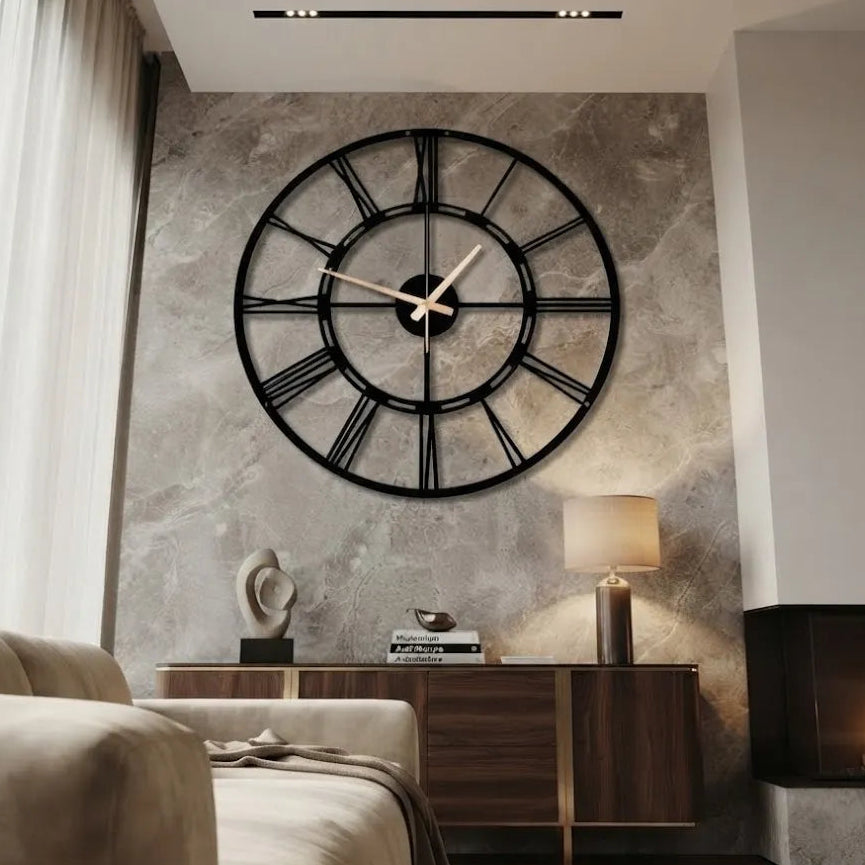 Large Black Roman Clock  Unique Design | GC018 - GloriousGifts.Pk | Pakistan's 1 Office & Home Decoration Brand