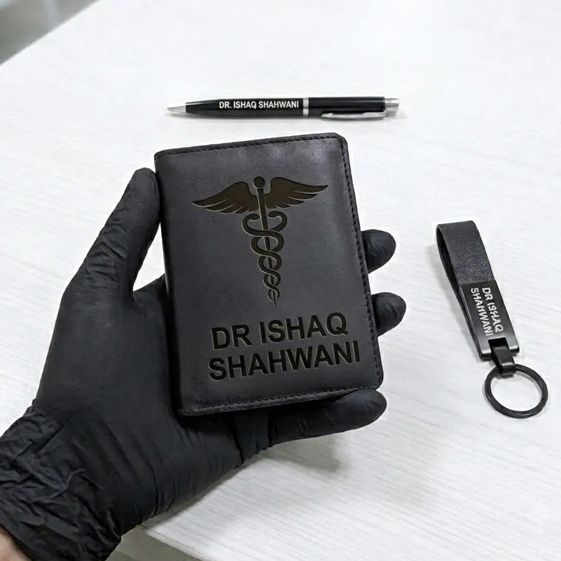 Personalized Leather Wallet & Keychain Set |GD104 - GloriousGifts.Pk | Pakistan's 1 Office & Home Decoration Brand