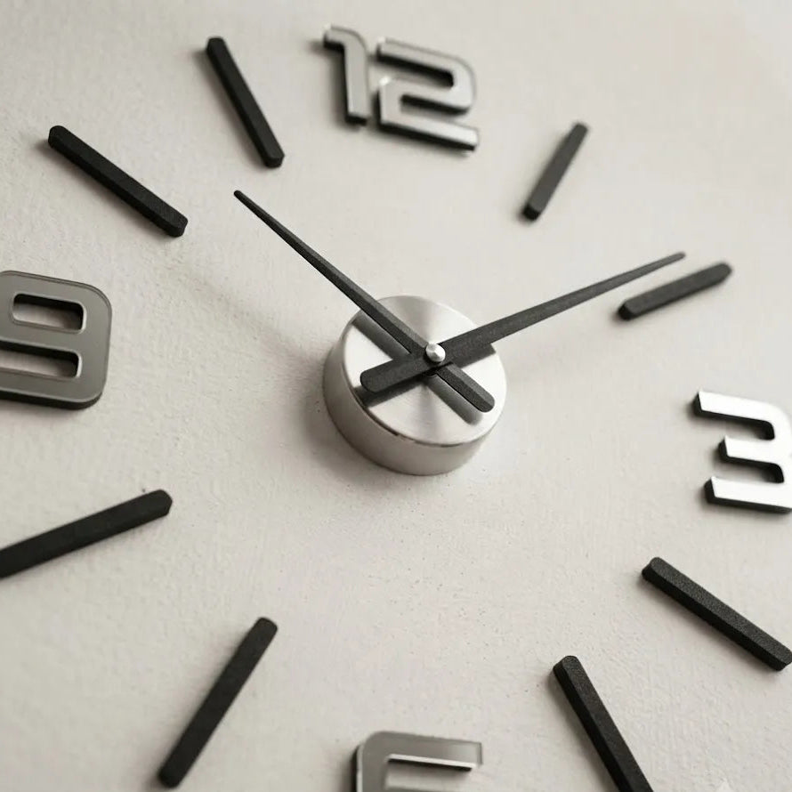 Large Black & Mirror Wall Clock Silver Accents | GC020 - GloriousGifts.Pk | Pakistan's 1 Office & Home Decoration Brand
