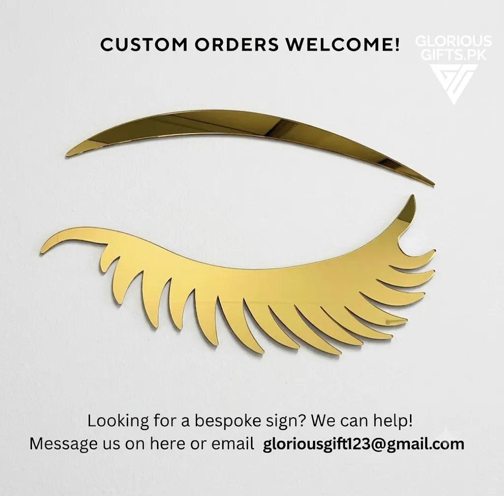 3D Lips Acrylic Wall Golden Mirror Beauty Room Sign GW009 - GloriousGifts.Pk | Pakistan's 1 Office & Home Decoration Brand