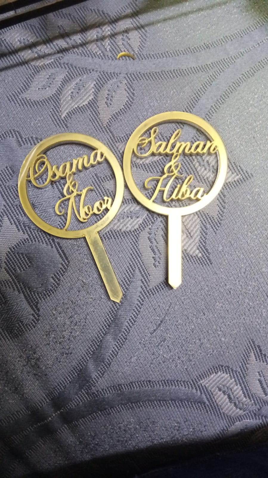 Personalized Golden Wedding Cake Topper  Names Gift |GG001 - GloriousGifts.Pk | Pakistan's 1 Office & Home Decoration Brand