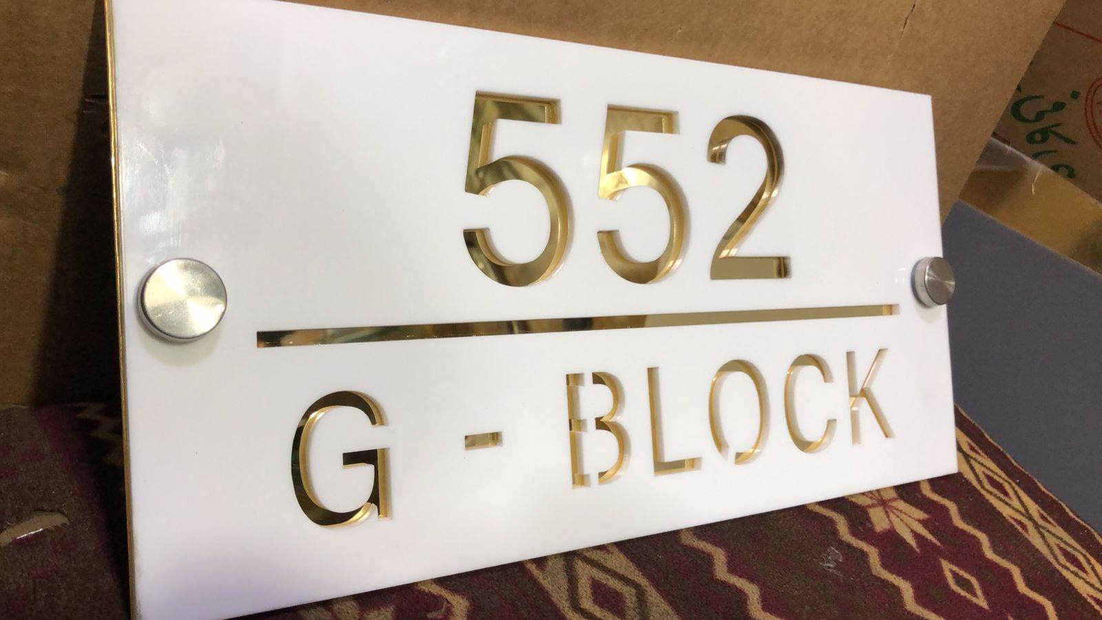 Golden Mirror House Name Plaque | GN010 - GloriousGifts.Pk | Pakistan's 1 Office & Home Decoration Brand