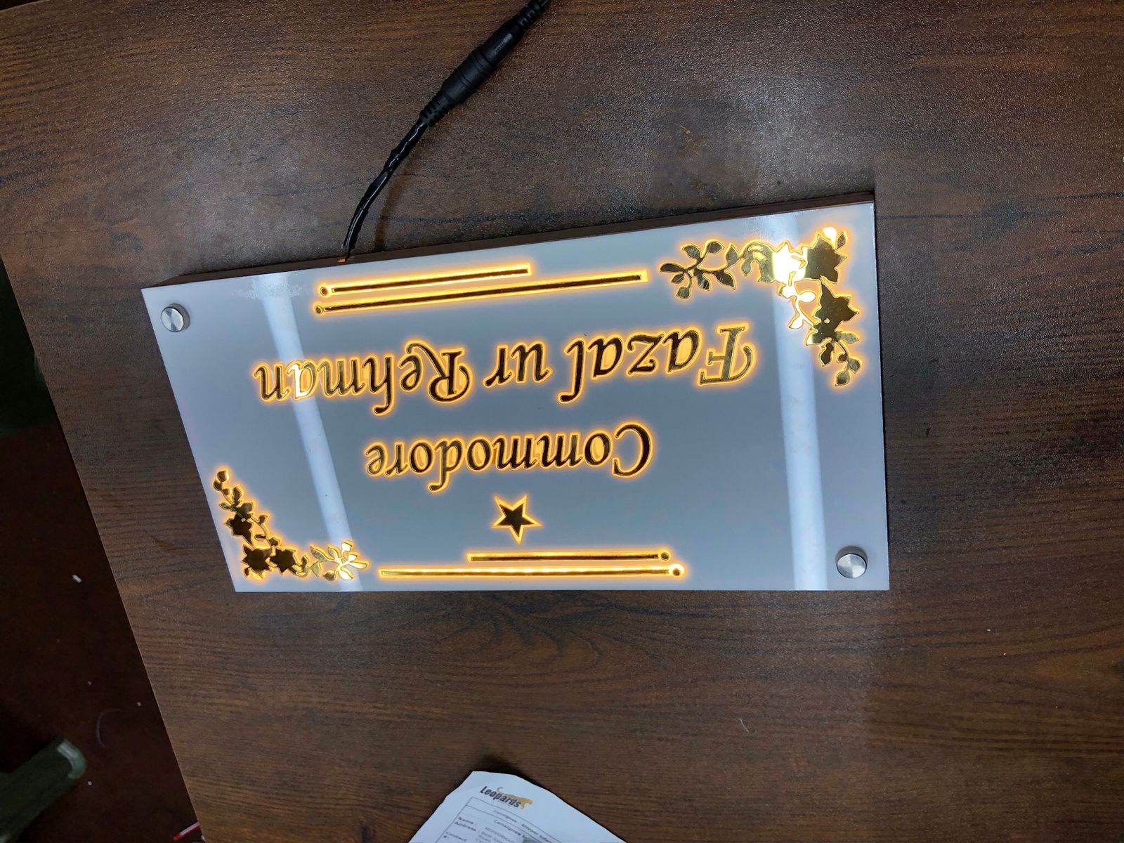 3D LED Address Sign Light Up Plate | GN021 - GloriousGifts.Pk | Pakistan's 1 Office & Home Decoration Brand