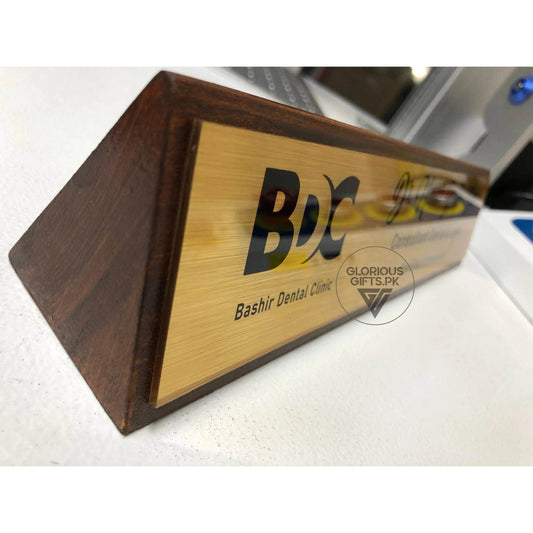 Solid Wooden Triangle Desk plate | GT004 - GloriousGifts.Pk | Pakistan's 1 Office & Home Decoration Brand