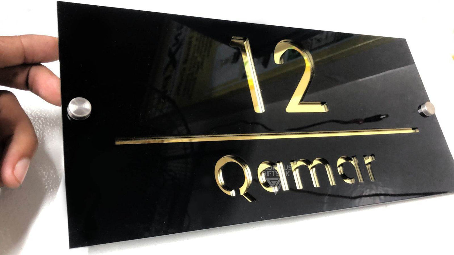 Golden Mirror House Name Plaque | GN010 - GloriousGifts.Pk | Pakistan's 1 Office & Home Decoration Brand