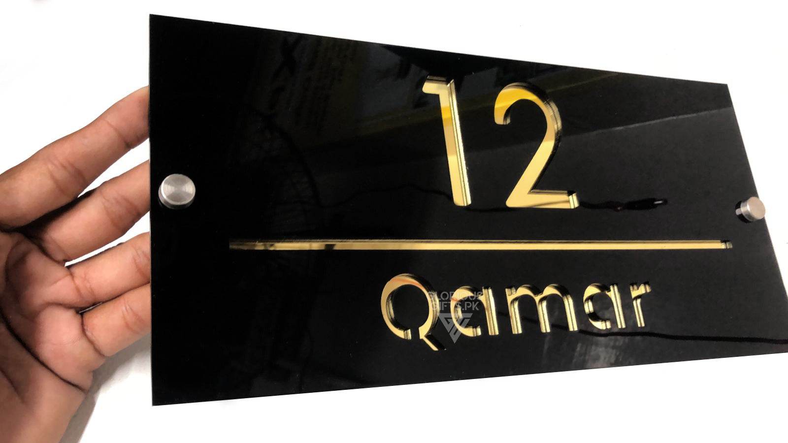 Golden Mirror House Name Plaque | GN010 - GloriousGifts.Pk | Pakistan's 1 Office & Home Decoration Brand
