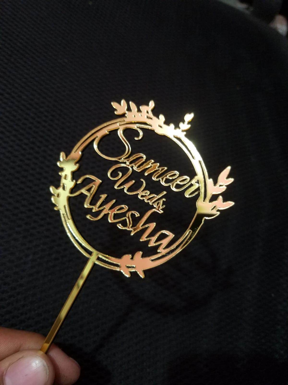 Personalized Golden Wedding Cake Topper  Names Gift |GG001 - GloriousGifts.Pk | Pakistan's 1 Office & Home Decoration Brand