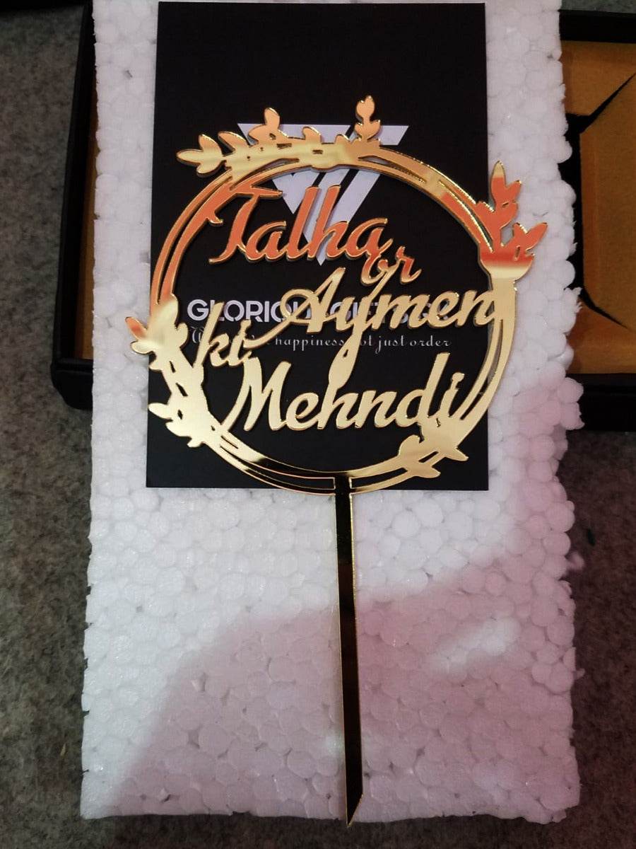 Personalized Golden Wedding Cake Topper  Names Gift |GG001 - GloriousGifts.Pk | Pakistan's 1 Office & Home Decoration Brand