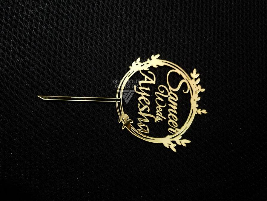 Personalized Golden Wedding Cake Topper  Names Gift |GG001 - GloriousGifts.Pk | Pakistan's 1 Office & Home Decoration Brand