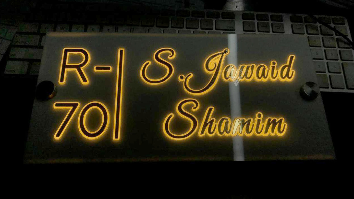 Custom LED Laser Cut Name Plate | GN026