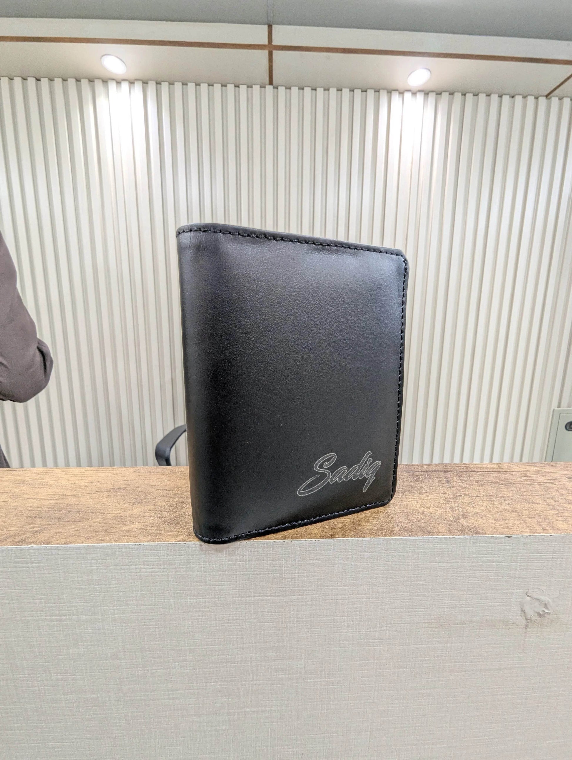 Glossy Black Bifold Wallet Personalized | GX002 - GloriousGifts.Pk | Pakistan's 1 Office & Home Decoration Brand