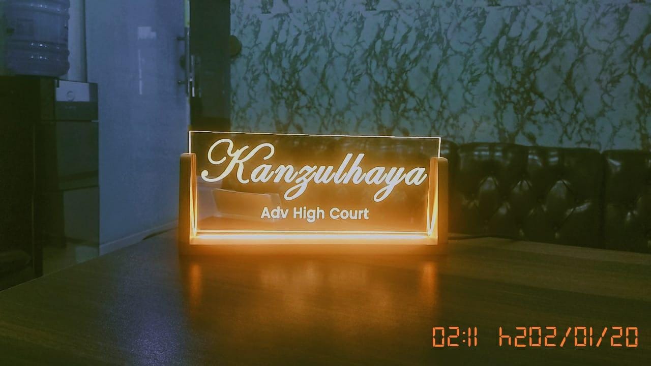 Custom Office Desk Plate with LED Light | GT008 - GloriousGifts.Pk | Pakistan's 1 Office & Home Decoration Brand