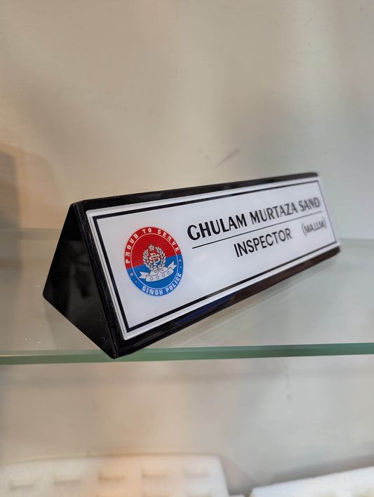 Solid Acrylic Triangle Desk Plate | GT007 - GloriousGifts.Pk | Pakistan's 1 Office & Home Decoration Brand