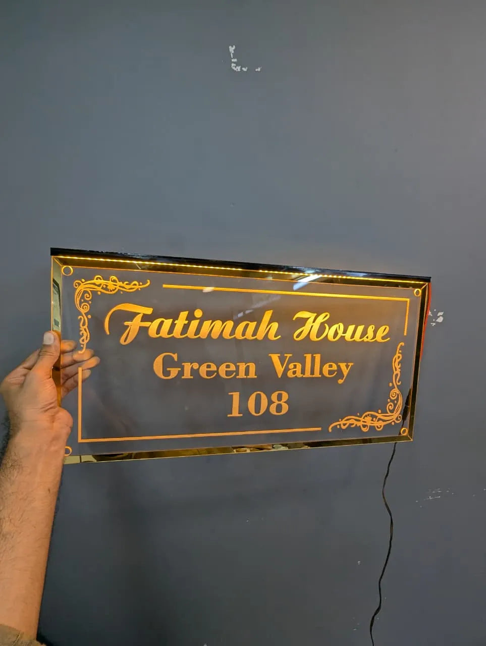 LED Engraved Name Plate | GN018 - GloriousGifts.Pk | Pakistan's 1 Office & Home Decoration Brand