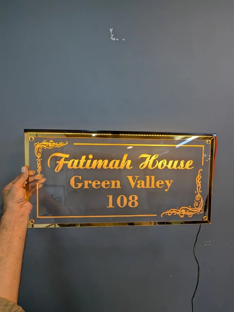 LED Engraved Name Plate | GN018 - GloriousGifts.Pk | Pakistan's 1 Office & Home Decoration Brand