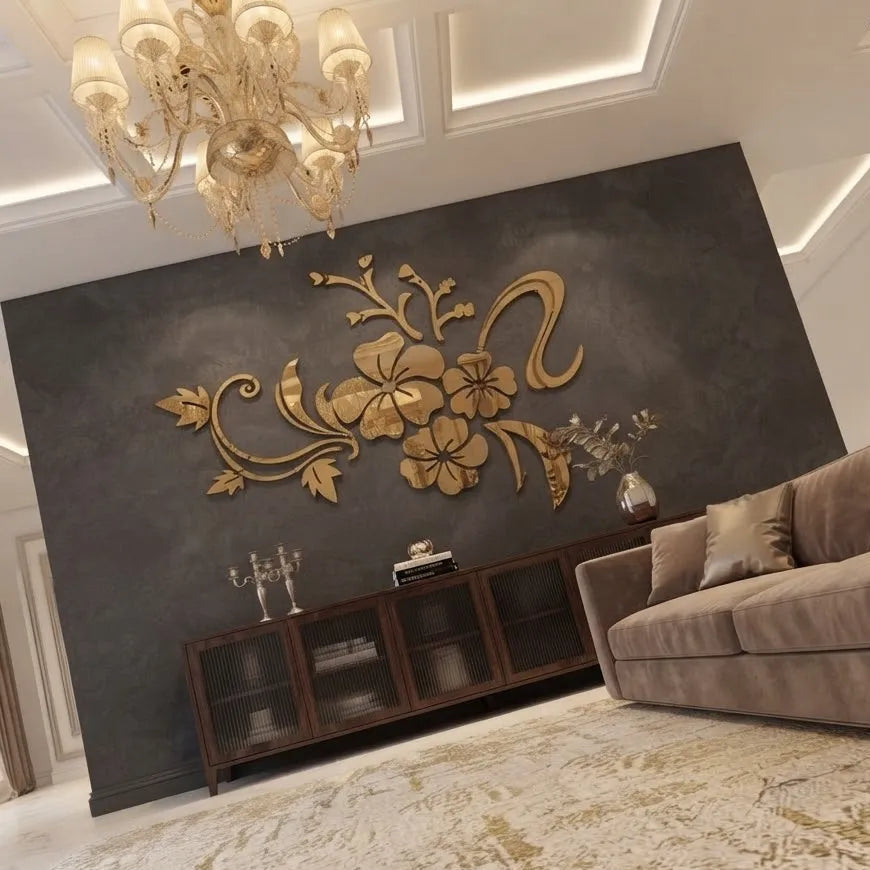 3D Mirror Flower Wall Sticker Stylish Home Décor | GW001 - GloriousGifts.Pk | Pakistan's 1 Office & Home Decoration Brand