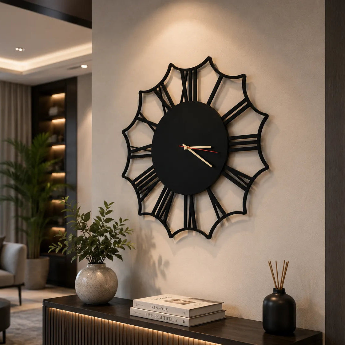 Black Oversized Silent Wooden Clock | GC013 - GloriousGifts.Pk | Pakistan's 1 Office & Home Decoration Brand