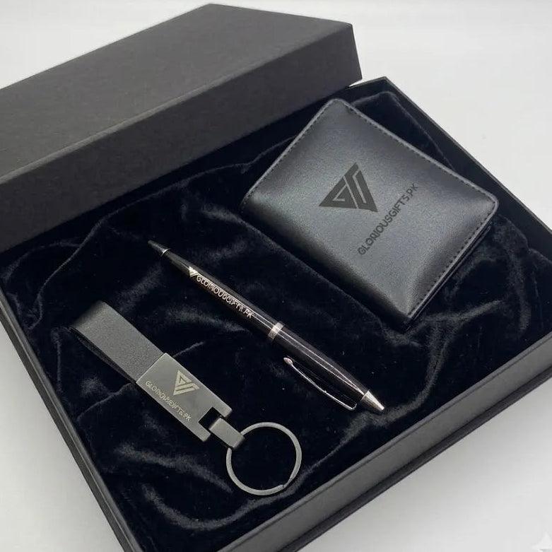 Personalized Leather Wallet & Keychain Set |GD104
