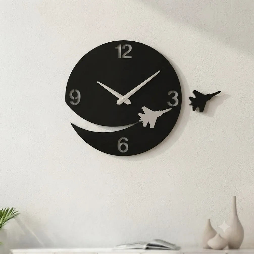Airplane Round Wooden Clock  for Living Room | GC004 - GloriousGifts.Pk | Pakistan's 1 Office & Home Decoration Brand